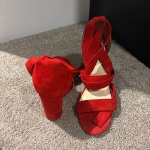 Elegant Red Strappy Heels